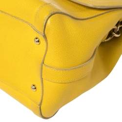 Pre Owned Dolce & Gabbana Yellow Leather Padlock Top Handle Bag
