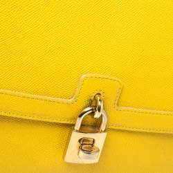 Pre Owned Dolce & Gabbana Yellow Leather Padlock Top Handle Bag