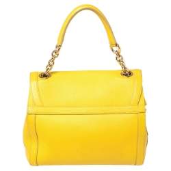 Pre Owned Dolce & Gabbana Yellow Leather Padlock Top Handle Bag