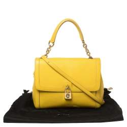 Pre Owned Dolce & Gabbana Yellow Leather Padlock Top Handle Bag