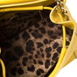 Pre Owned Dolce & Gabbana Yellow Leather Padlock Top Handle Bag