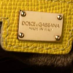 Pre Owned Dolce & Gabbana Yellow Leather Padlock Top Handle Bag