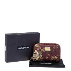 Pre Owned Dolce & Gabanna Multicolor Floral Leather Coin Purse