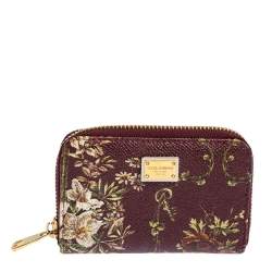 Pre Owned Dolce & Gabanna Multicolor Floral Leather Coin Purse