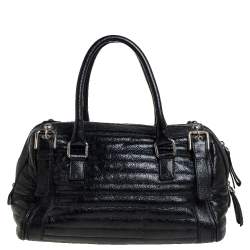 Dolce & Gabbana Black Metallic Leather Miss Easy Way Boston Bag