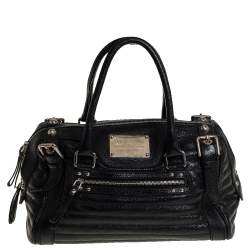 Dolce & Gabbana Black Metallic Leather Miss Easy Way Boston Bag