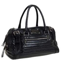 Dolce & Gabbana Black Metallic Leather Miss Easy Way Boston Bag