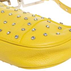 Pre Owned Dolce & Gabbana Yellow Leather Studded Baguette