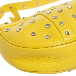 Pre Owned Dolce & Gabbana Yellow Leather Studded Baguette