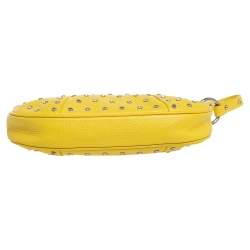 Pre Owned Dolce & Gabbana Yellow Leather Studded Baguette