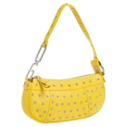 Pre Owned Dolce & Gabbana Yellow Leather Studded Baguette