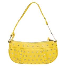 Pre Owned Dolce & Gabbana Yellow Leather Studded Baguette