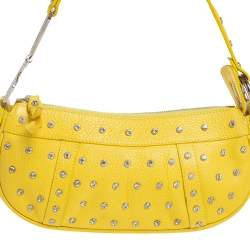 Pre Owned Dolce & Gabbana Yellow Leather Studded Baguette