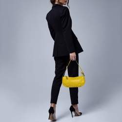 Pre Owned Dolce & Gabbana Yellow Leather Studded Baguette