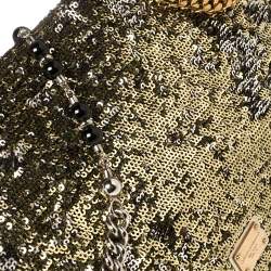 Dolce & Gabbana Gold/Silver Sequins Miss Charles Flap Bag 