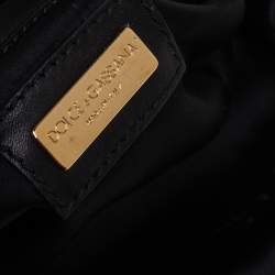Pre Owned Dolce & Gabbana Whit/Black Leopard Print Calf Hair Crystal Embellished Frame Chain Clutch