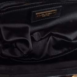 Pre Owned Dolce & Gabbana Whit/Black Leopard Print Calf Hair Crystal Embellished Frame Chain Clutch