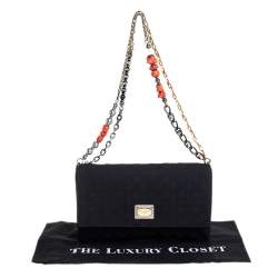 مملوكة مسبقًا حقيبة كتف دولتشي أند غابانا ميس تشارليز قماش أسود مغزول