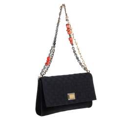 مملوكة مسبقًا حقيبة كتف دولتشي أند غابانا ميس تشارليز قماش أسود مغزول