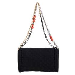 مملوكة مسبقًا حقيبة كتف دولتشي أند غابانا ميس تشارليز قماش أسود مغزول