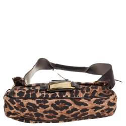 مملوكة مسبقًا حقيبة دولتشي أند غابانا قلاب كورست جلد وكانفاس طباعة فهد بني