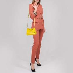 Pre Owned Dolce & Gabbana Yellow Leather Small Miss Sicily Top Handle Bag