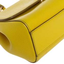 Pre Owned Dolce & Gabbana Yellow Leather Small Miss Sicily Top Handle Bag