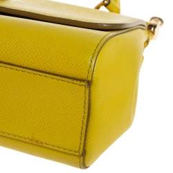 Pre Owned Dolce & Gabbana Yellow Leather Small Miss Sicily Top Handle Bag