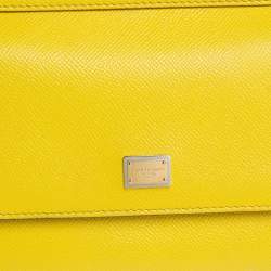 Pre Owned Dolce & Gabbana Yellow Leather Small Miss Sicily Top Handle Bag