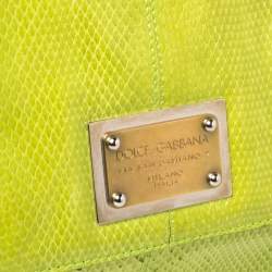 مملوكة مسبقًا Dolce & Gabbana Green Snakeskin Large Miss Sicily Top Handle Bag