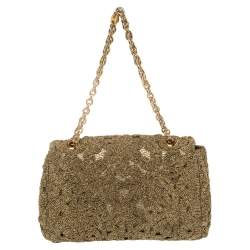 Pre Owned Dolce & Gabbana Lurex Fabric Padlock Shoulder Bag