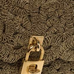 Pre Owned Dolce & Gabbana Lurex Fabric Padlock Shoulder Bag