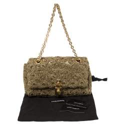 Pre Owned Dolce & Gabbana Lurex Fabric Padlock Shoulder Bag