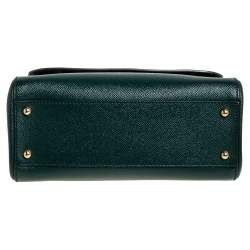 Pre Owned Dolce & Gabbana Green Leather Medium Miss Sicily Top Handle Bag