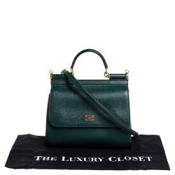 Pre Owned Dolce & Gabbana Green Leather Medium Miss Sicily Top Handle Bag
