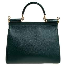 Pre Owned Dolce & Gabbana Green Leather Medium Miss Sicily Top Handle Bag