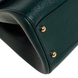 Pre Owned Dolce & Gabbana Green Leather Medium Miss Sicily Top Handle Bag