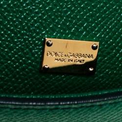 Pre Owned Dolce & Gabbana Green Leather Medium Miss Sicily Top Handle Bag