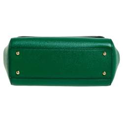 Pre Owned Dolce & Gabbana Green Leather Medium Miss Sicily Top Handle Bag