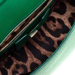 Pre Owned Dolce & Gabbana Green Leather Medium Miss Sicily Top Handle Bag