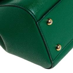 Pre Owned Dolce & Gabbana Green Leather Medium Miss Sicily Top Handle Bag