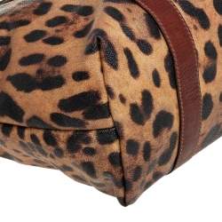 Pre Owned Dolce & Gabbana Brown Leopard Print Coated Canvas Animalier Shopper Tote