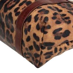 Pre Owned Dolce & Gabbana Brown Leopard Print Coated Canvas Animalier Shopper Tote