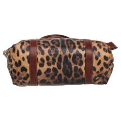 Pre Owned Dolce & Gabbana Brown Leopard Print Coated Canvas Animalier Shopper Tote