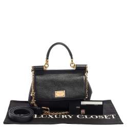 Pre Owned Dolce & Gabbana Black Leather Mini Miss Sicily Belt Bag