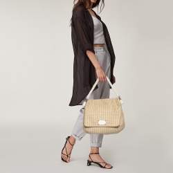 Pre Owned Dolce & Gabbana Beige Woven Raffia And Jute Miss Lexington Hobo