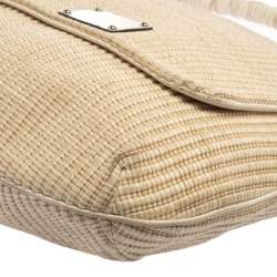 Pre Owned Dolce & Gabbana Beige Woven Raffia And Jute Miss Lexington Hobo
