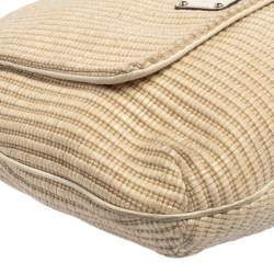 Pre Owned Dolce & Gabbana Beige Woven Raffia And Jute Miss Lexington Hobo