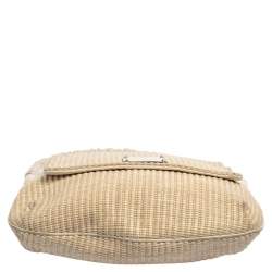 Pre Owned Dolce & Gabbana Beige Woven Raffia And Jute Miss Lexington Hobo