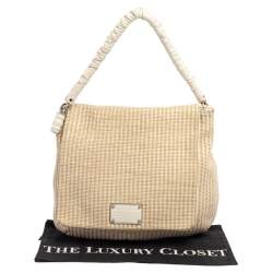Pre Owned Dolce & Gabbana Beige Woven Raffia And Jute Miss Lexington Hobo